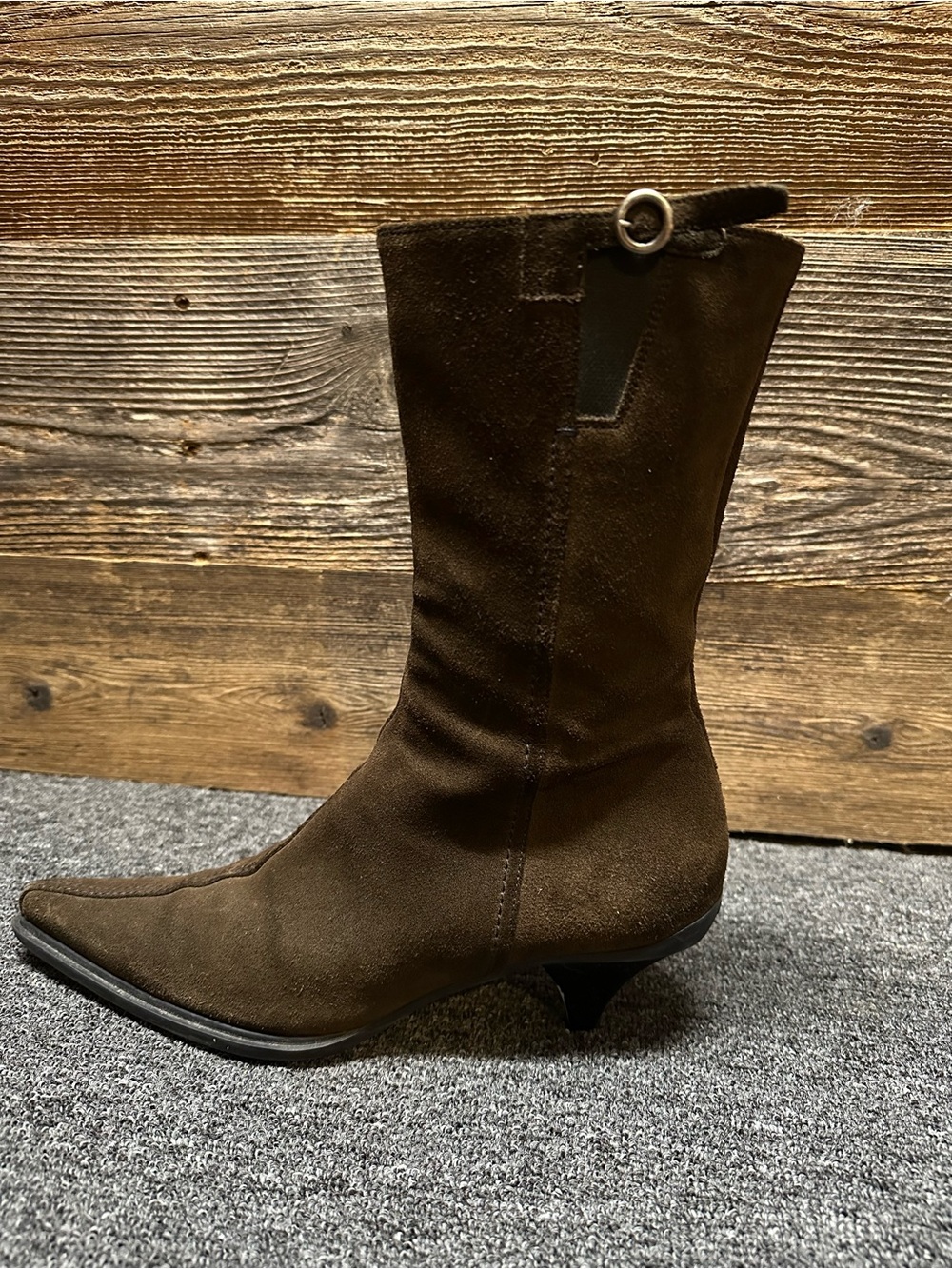 Vintage Miu Miu Brown Suede Kitten Heel Boots